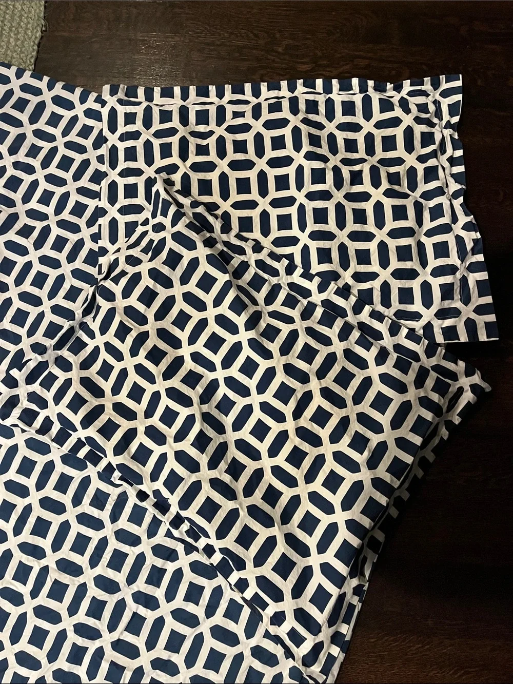 Pottery Barn Navy/White King Duvet Cover and Two Standard Shams Pillow Cases